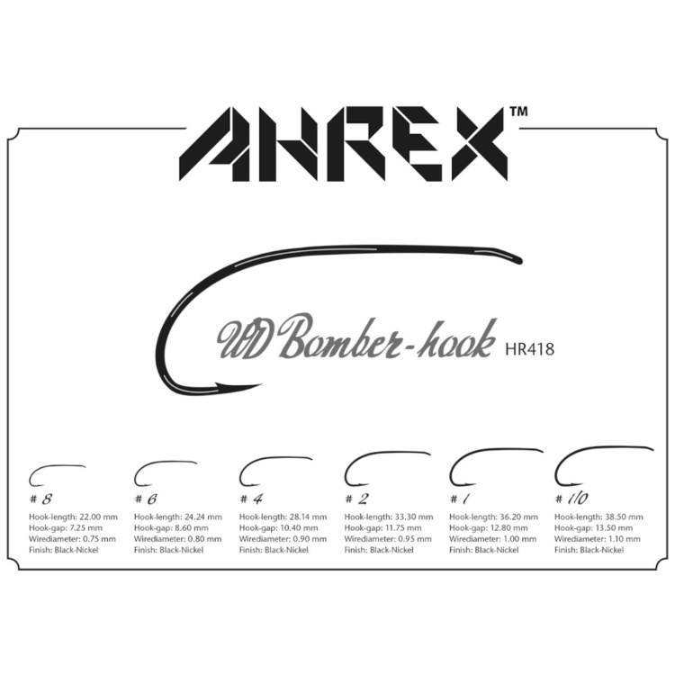 Ahrex Hr418 Bomber Hook #4 Fly Tying Hooks Down Eye Single for Salmon, Steelhead and Searun Browns